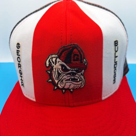 Vintage Lucky Stripes Georgia Bulldogs Trucker Snapback Hat Large Soft Brim - Picture 2 of 7